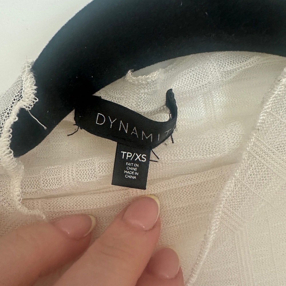 Dynamite Cream Sheer Ribbed Blouse - Picture 4 of 4